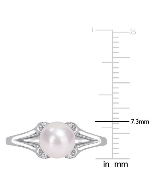 Amour Metallic 5Mm Freshwater Cultured Pearl And Created Sapphire Split-Shank Ring for men