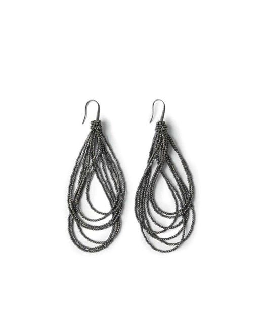 Brunello Cucinelli Black Gunmetal Multi-Strand Drop Earrings