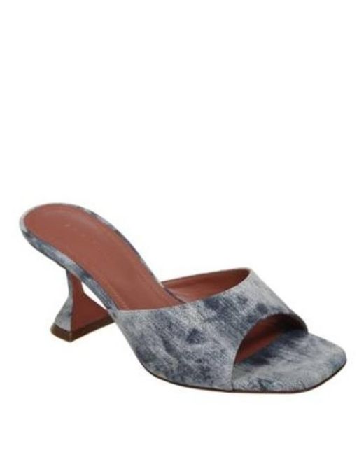 AMINA MUADDI Gray Ladies Lupita Printed Suede Tie Dye Denim Sandals