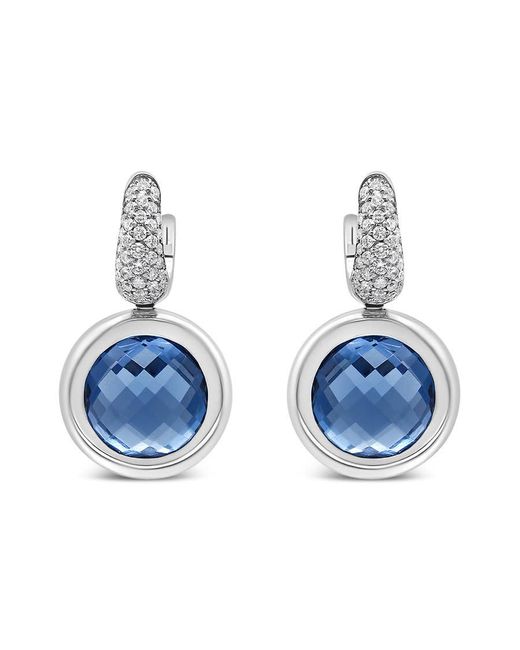 Haus of Brilliance 18k White Gold Bezel Set 11mm Blue Topaz