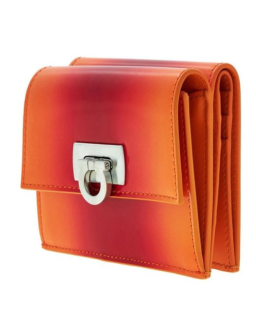 Ferragamo Red Gancini Buckle Leather Wallet for men