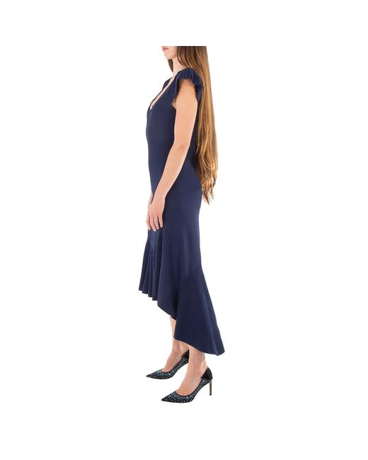 J.W. Anderson Blue Ribbed Ruffle Dress