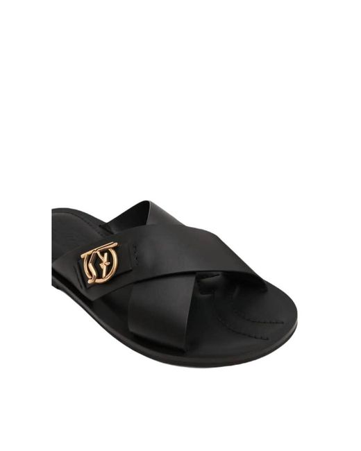 Ferragamo Black Logan Sandals for men
