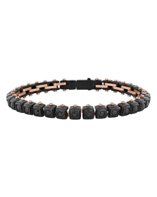 Robert Alton Black Stainless Steel Spinel & Rose Finish Cube Design Bracelet for men