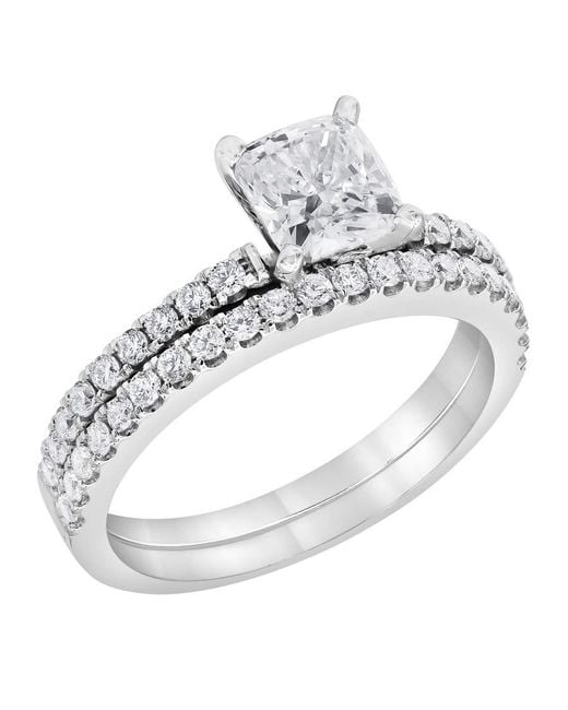Brilliant Diamond Metallic 1.50 Carat 14K Round Cut Lab Grown Diamond Bridal Ring Set For - Color/Clarity-H/Vs