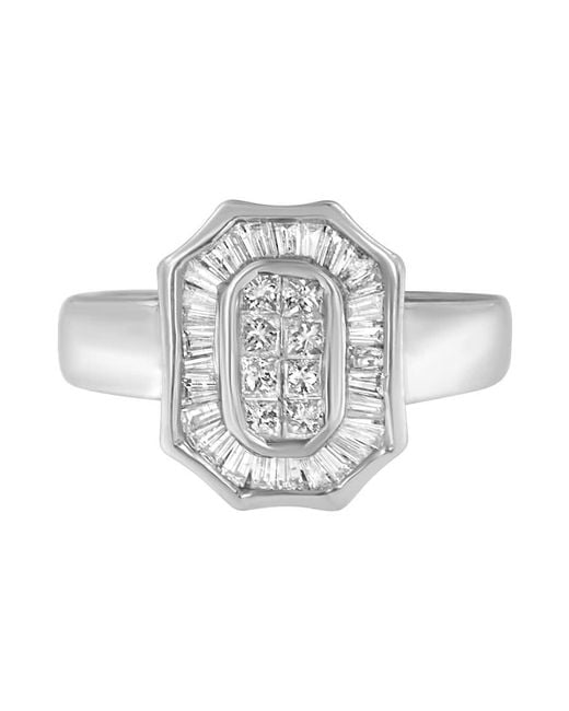 Haus of Brilliance Metallic 14K 1.00 Cttw Baguette And Princess-Cut Diamond Cocktail Art Deco Style Ring (H-I Color, Si1-Si2 Clarity)