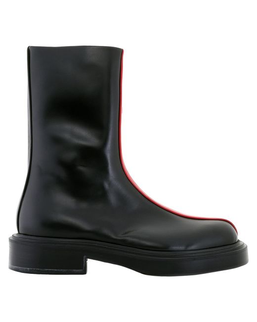 Ferragamo Black Ferragamo Contasting Insert Leather Ankle Boots for men