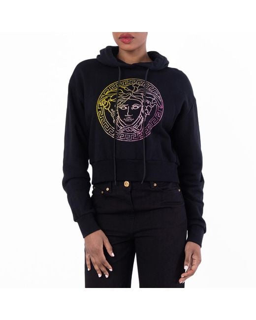 Versace Black Medusa Crystal Embellished Hoodie