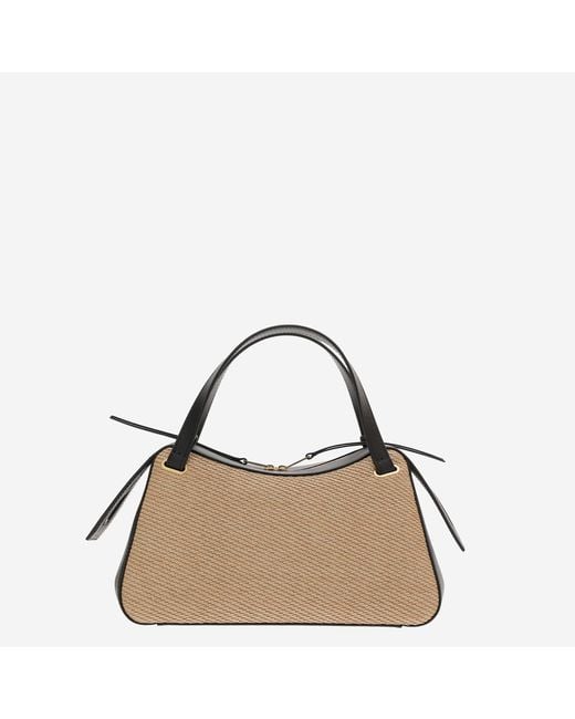 Jil Sander Brown Dune Leather And Rafia Bag