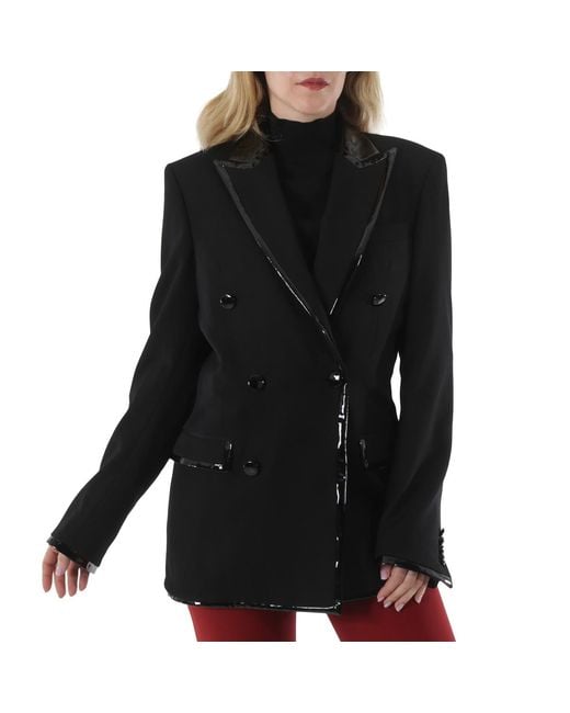 Moschino Black Double-Breasted Piped Blazer, Brand Size 46 (Us