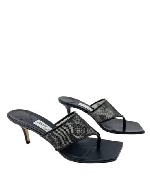 Jimmy Choo Black Zenoba 65 Logo Mesh Sandals, Brand Size 36 Us