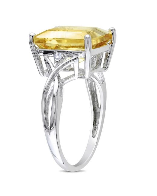 Amour Metallic 6 5/ Ct Tgw Emerald Cut Citrine And Topaz Ring
