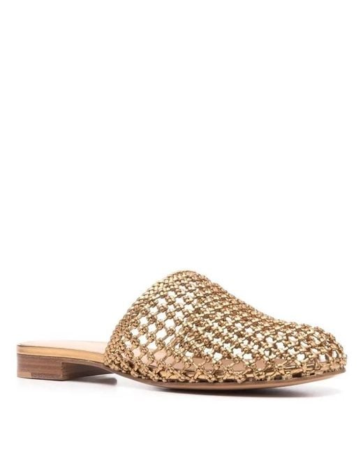 Ferragamo Natural Ellas Knotted Leather Mules