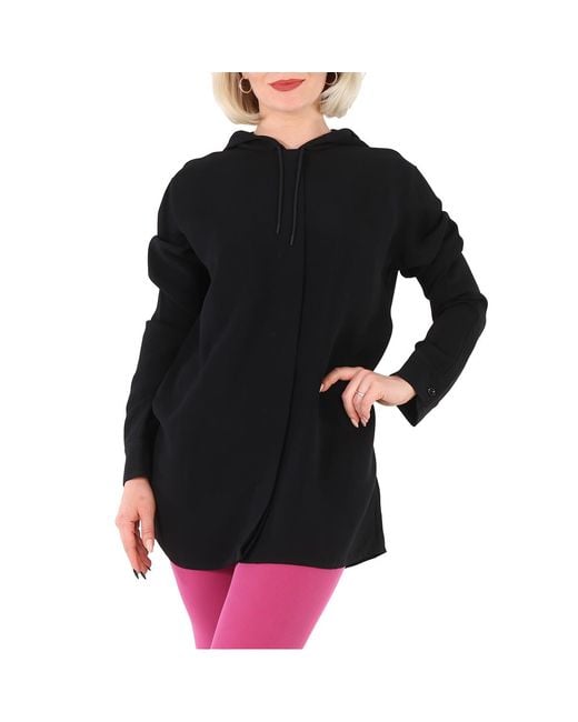 Burberry Black Monogram Motif Viscose Oversized Hooded Top, Brand Size 2 (Us