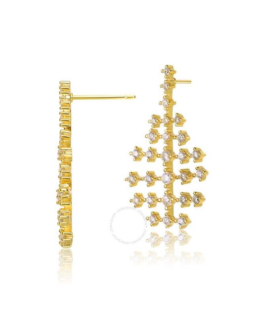 Rachel Glauber Metallic 14k Gold Plated Cubic Zirconia Drop Earrings