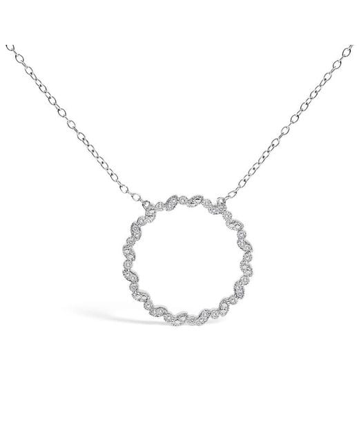 Haus of Brilliance Metallic 925 Sterling 1/7 Cttw Lab Grown Diamond Beaded Love Circle Pendant Necklace