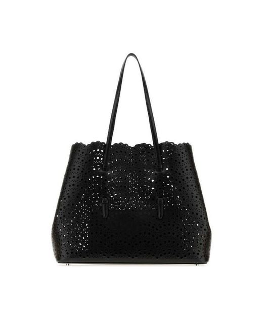 Alaïa Black Leather Mina 37 Shopping Bag Noir Exterior: Calf Lining: Borse A Mano