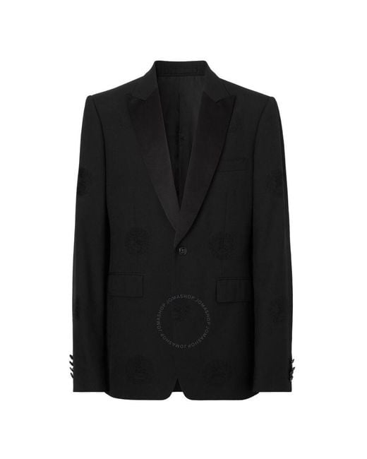 Burberry Black Oak Leaf Crest Jacquard Tuxedo Jacket for men