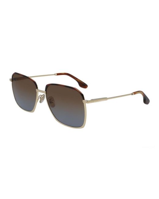 Victoria Beckham Metallic Gold Tone Square Sunglasses