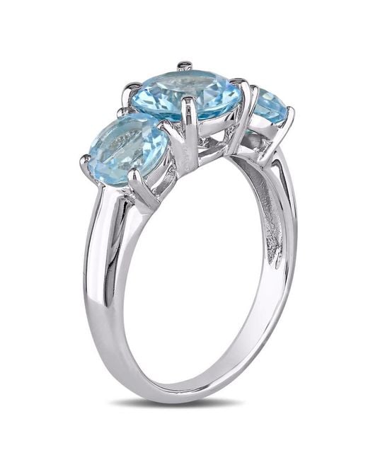 Amour Blue 4 3/8 Ct Tgw Topaz 3-Stone Ring for men