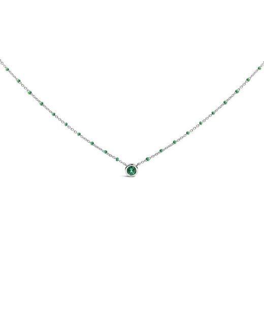 Haus of Brilliance Metallic Sterling Lab Created Emerald Bead Chain Necklace