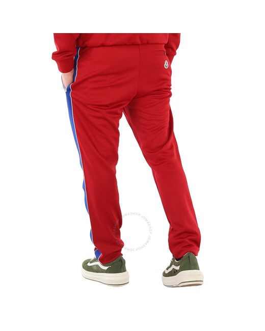 Moncler Red Dark Striped Drawstring Sweatpants for men