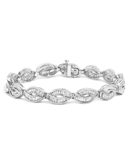 Haus of Brilliance Metallic 14K 2.00 Cttw Channel Set Baguette Diamond Vintage Style Link Bracelet (G-H Color, Si1-Si2 Clarity)