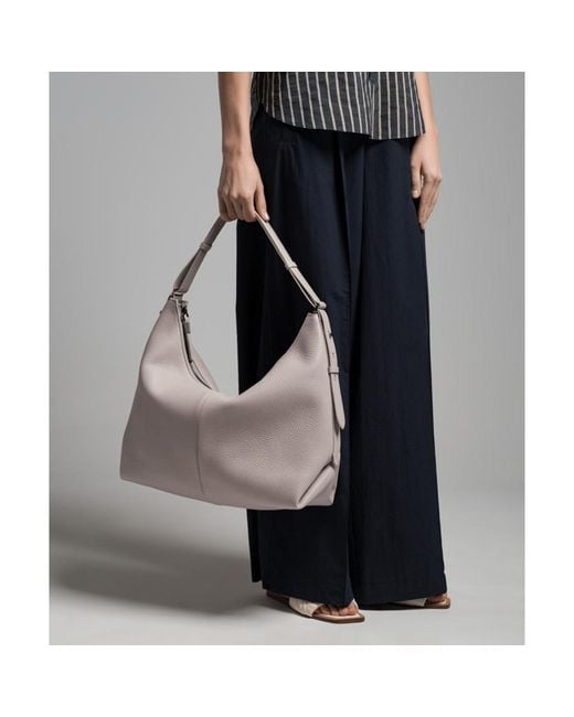 Brunello Cucinelli Gray Light Leather Shoulder Bag