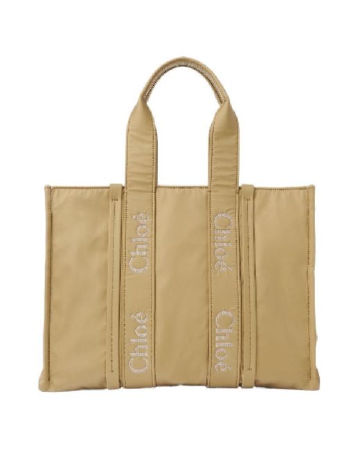 Chloé Natural Large Woody Tote Bag