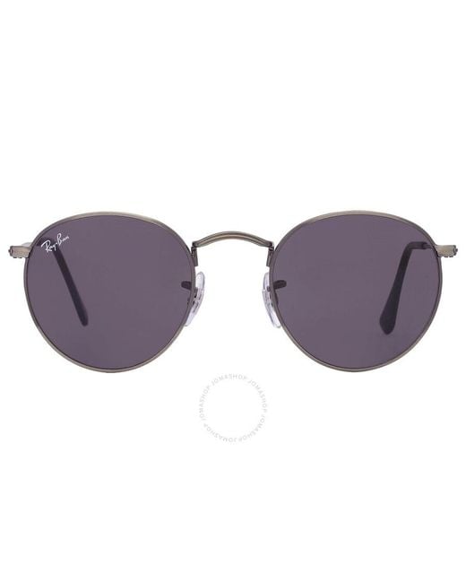 Ray-Ban Purple Round Metal Antiqued Dark Gray Sunglasses Rb3447 9229b1 47 for men