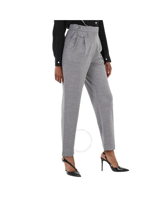 Burberry Gray Cloud Wool -blend Cutout Tailored Trousers