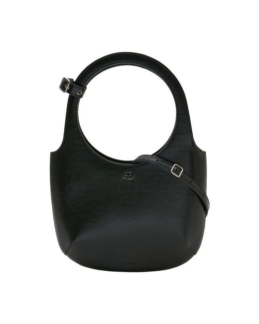 Courreges Black Calfskin Leather Shoulder Bag