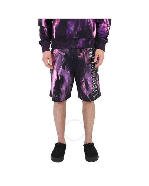 Moschino Black Painted Effect Print Fleece Shorts for men