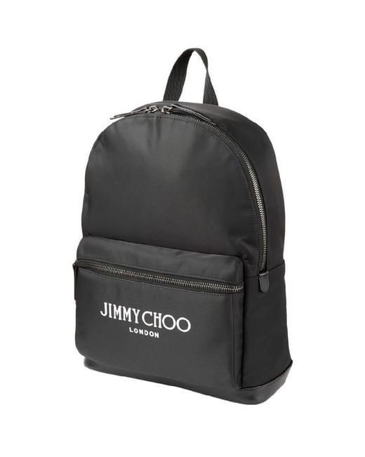 Jimmy Choo Black Wilmer Logo Adjustable Strap Backpack for men