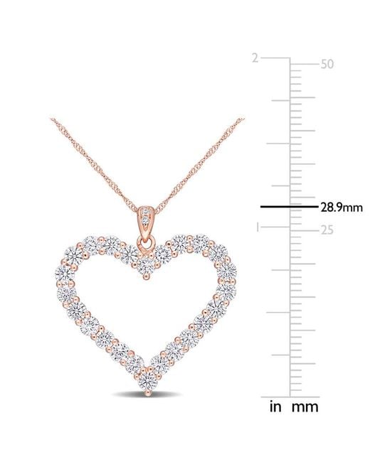 Amour Metallic 2 2/5 Ct Dew Created Moissanite Heart Pendant With Chain