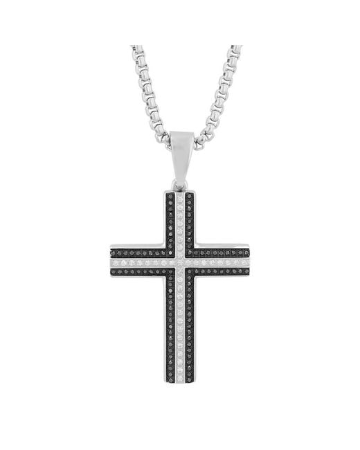 Robert Alton Metallic 3/4Ctw Diamond Stainless Steel With & Cross Pendant for men