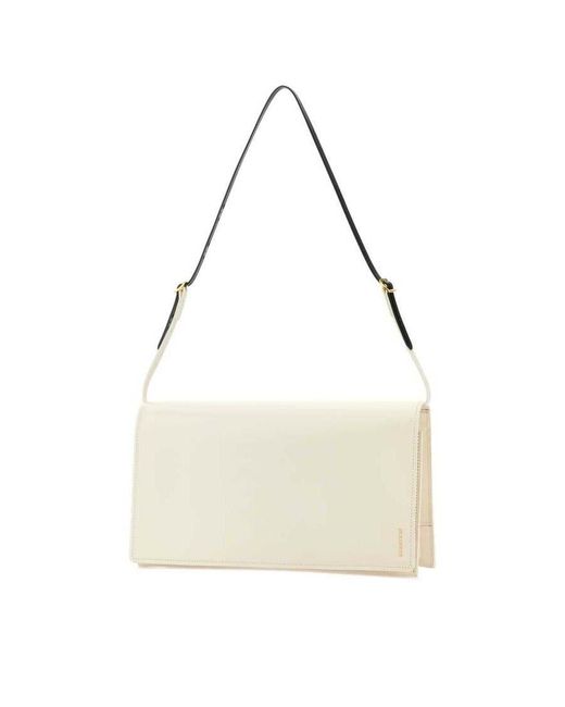 Jil Sander Natural Leather Medium File Shoulder Bag Eggshell Borse A Mano
