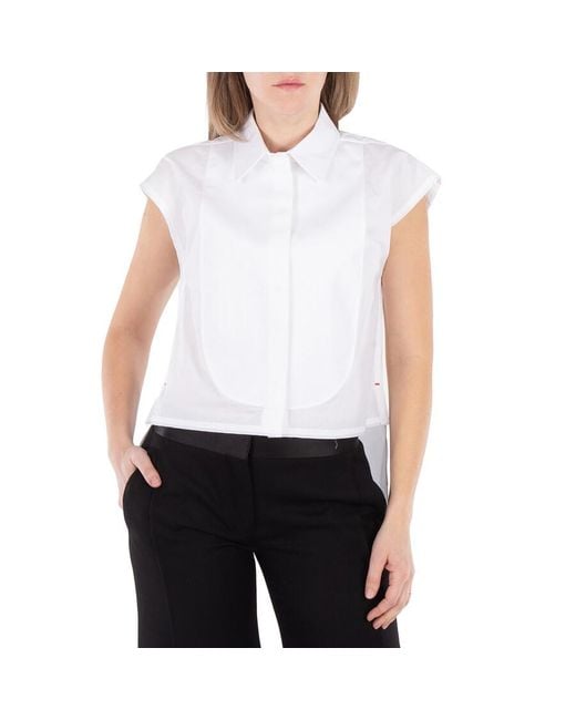 Victoria Beckham White Panel-Detail Sleeveless Shirt