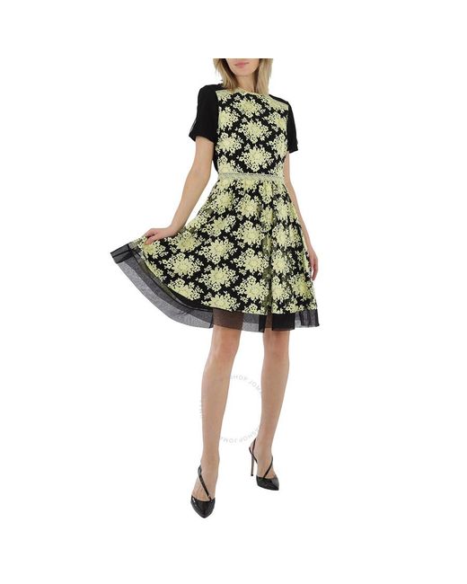Burberry Yellow Floral-embroidered Lace Dress