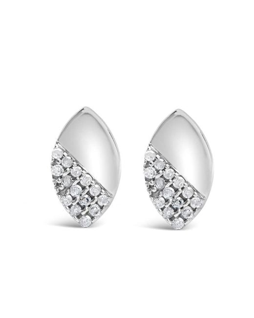 Haus of Brilliance Metallic Sterling 1/6 Ct Diamond & Mirror Polish Pear Shape Stud Earrings (I-J Color, I2-I3 Clarity)
