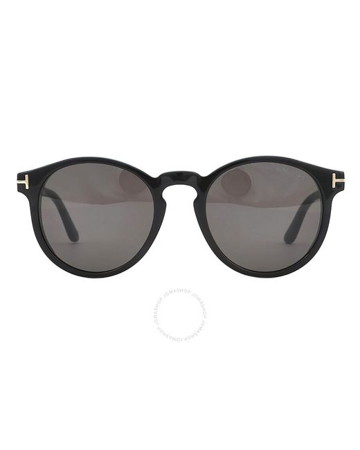 Tom Ford Gray Ian Smoke Round Sunglasses Ft0591 01a 51 for men