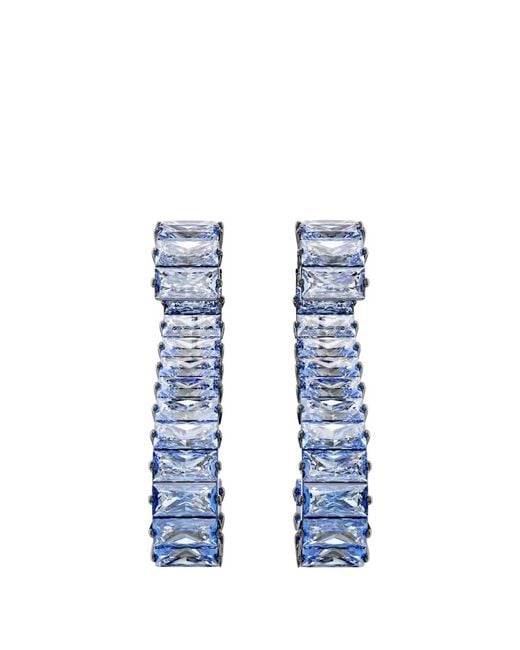 Swarovski Blue Matrix Baguette Cut Crystal Drop Earrings