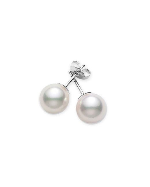Mikimoto Metallic 18k White Gold 8mm-8.5mm Aa Grade Akoya Cultured Pearl Stud Earrings for men