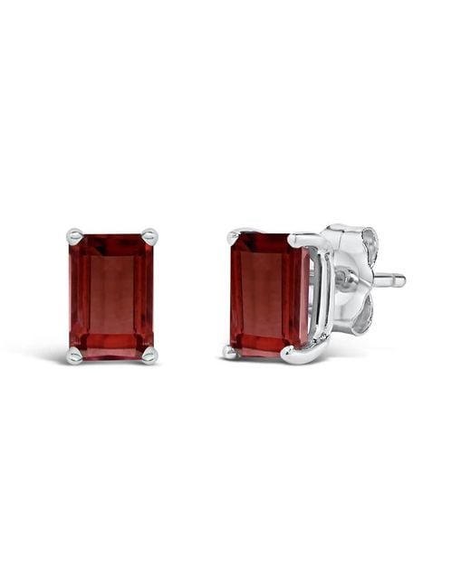 Haus of Brilliance Red 14K 6X4Mm Emerald Shaped Garnet Solitaire Stud Earrings