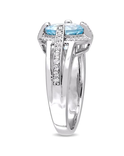 Amour Metallic 3 3/4 Ct Tgw And Topaz Halo Split Shank Ring