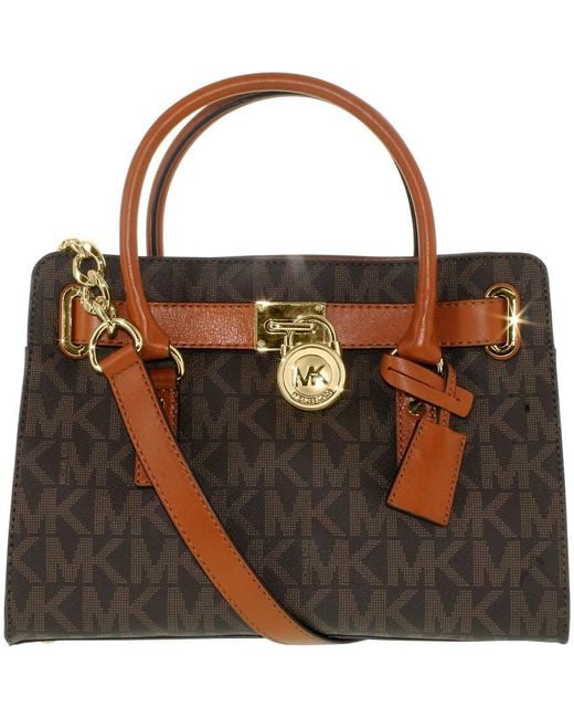 Michael Kors Brown Hamilton East/West Logo Satchel Handbag