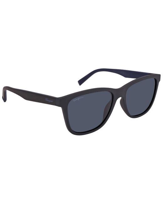 Ferragamo Blue Rectangular Sunglasses Sf998s 002 57 for men