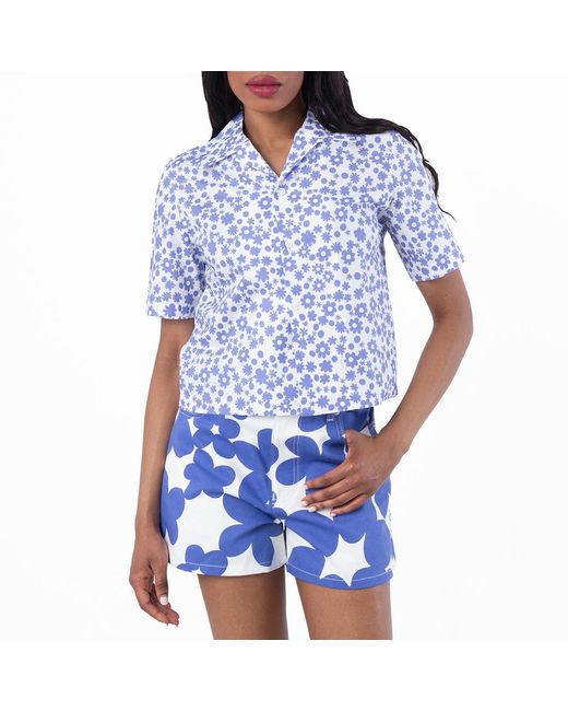 Marni Blue All Over Print Silk Shirt