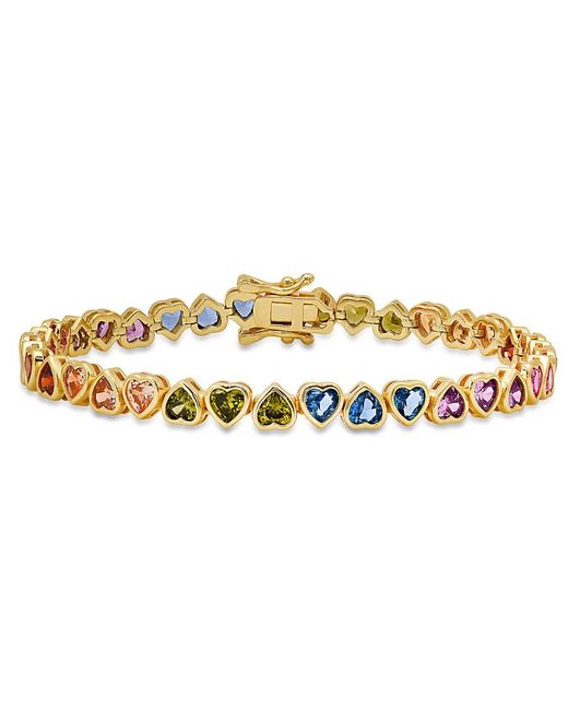 Kylie Harper Metallic 14K Over Bezel-Set Multi Color Heart Cz Tennis Bracelet
