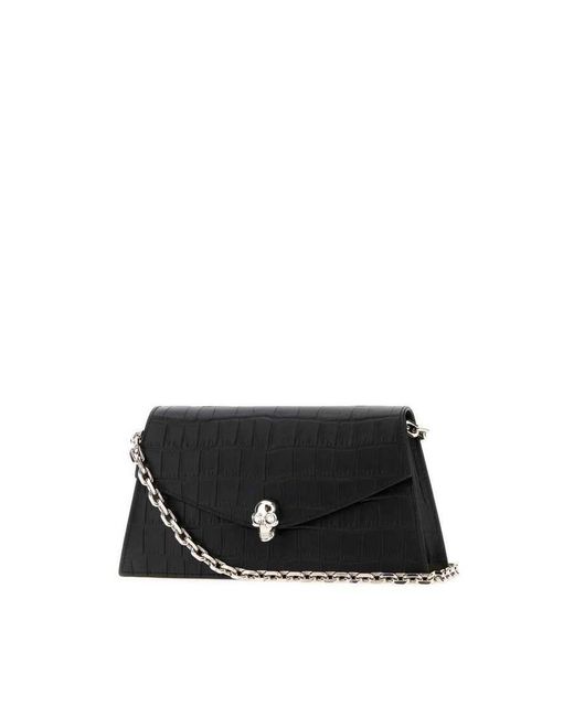 McQueen Black Skull Clutch